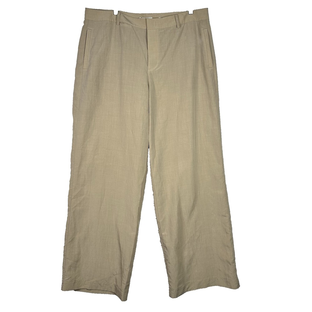 Vince Wool Blend Wide Leg Trousers Women's 16 Beige High Rise Pants NWT $395